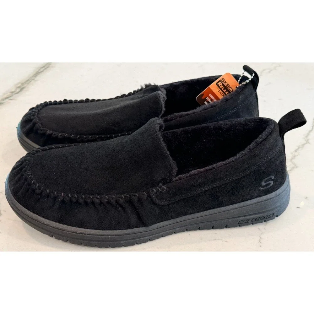 Skechers Murette Ghetti Slippers Men Size 11 Black Luxe Foam Footbed/ NEW!